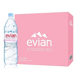 Вода "Эвиан" (Evian), 1.5 л, без газа, пэт (12шт.)