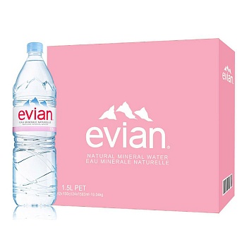 Вода "Эвиан" (Evian), 1.5 л, без газа, пэт (12шт.)