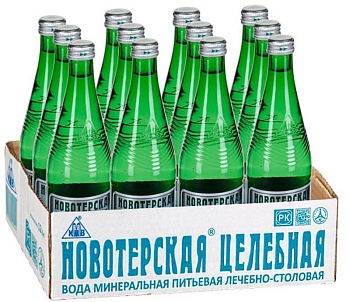 Вода "Новотерская целебная" 0,5л, газ, стекло (12 шт/уп)